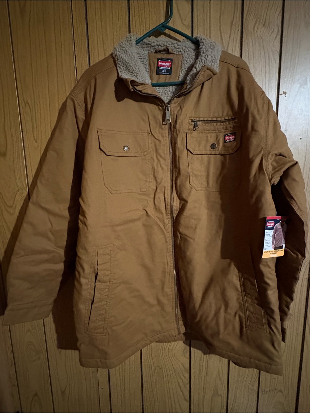 NEW Mens Wrangler UTILITY ZIP FAUX SHEARLING LINED FIELD JACKET RELAXED FIT